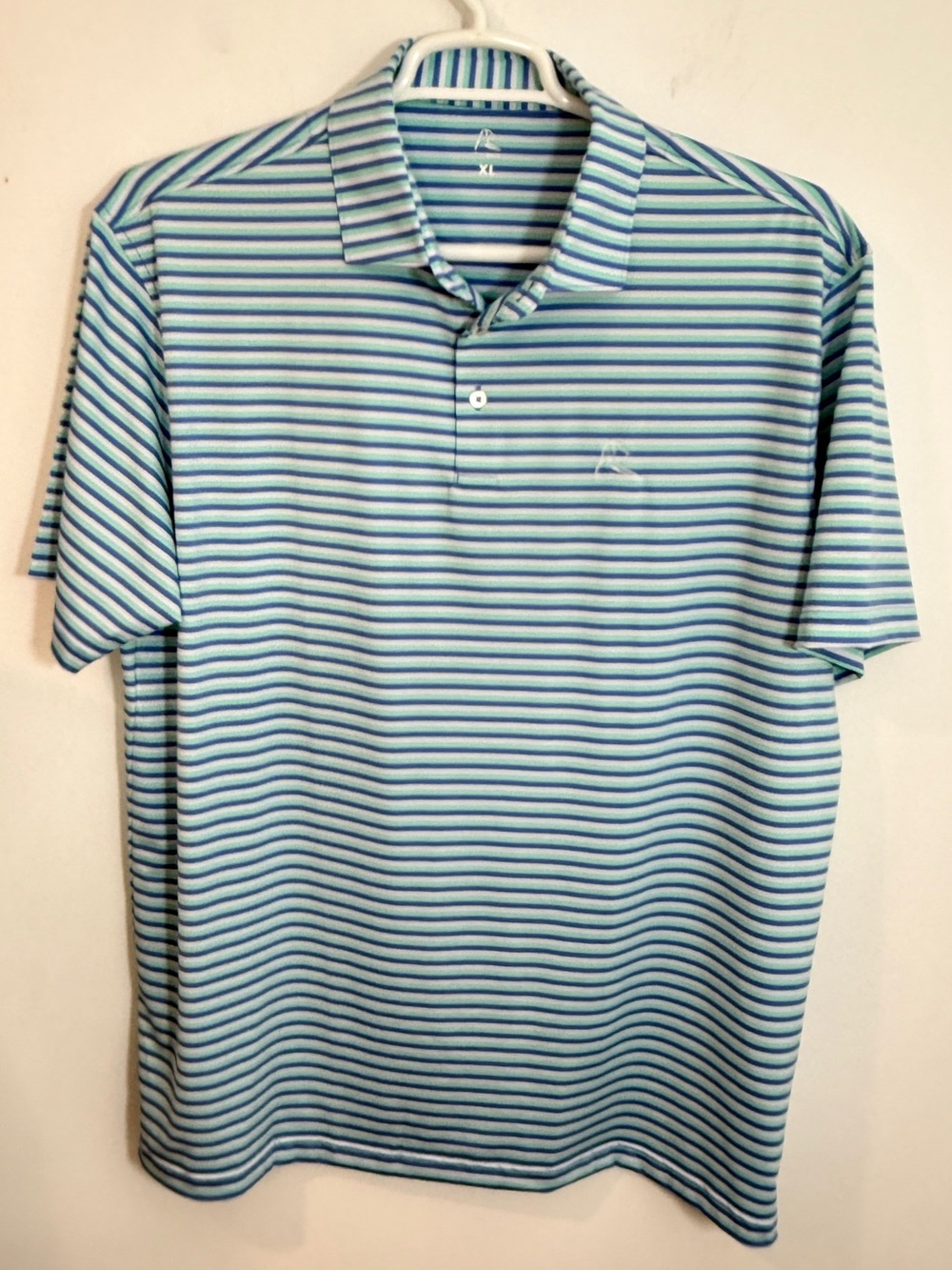 Rhoback Light Blue & White Striped Men's Polo